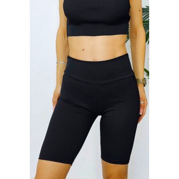 Colanti scurti Yoga Vibe, push up cu efect de tonifiere si material tetra, Negru