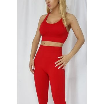 Compleu fitness Ludy colanti si bustiera rosu