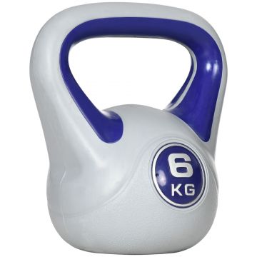 Gantera Kettlebell 6kg cu protectie moale si baza plata din PU si nisip, 20x13x22cm, violet SPORTNOW | Aosom RO