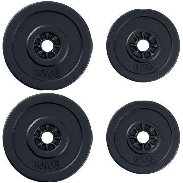 HOMCOM Set Greutăți pentru Haltere 30KG, 4 Discuri - 2x5kg și 2x10kg, Antrenament Fitness | Aosom Romania