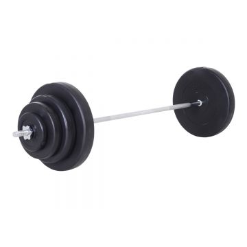 HOMCOM Set Haltere Ajustabile 170cm, Bară cu Zimți și 8 Discuri, Antrenament Musculare, 70kg, Fier | Aosom Romania