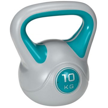 SPORTNOW Kettlebell 10kg Antrenament Complet, Bază Plată, Mâner Ergonomic, Nisip, 22x16x26 cm, Verde | Aosom Romania