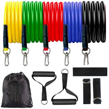 Set antrenament corzi elastice. Set 5 culori cu rezistente diferite