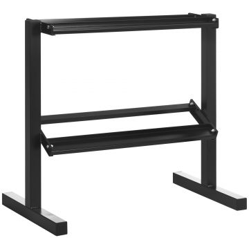 SPORTNOW Suport pentru Gantere pe 2 Niveluri, Organizator Stabil de Depozitare a Greutăților, 94x52.5x82cm, Negru | Aosom Romania